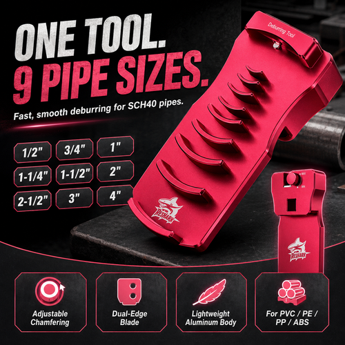 PVC Pipe Chamfering Tool - 9-Size Pipe Deburring Tool