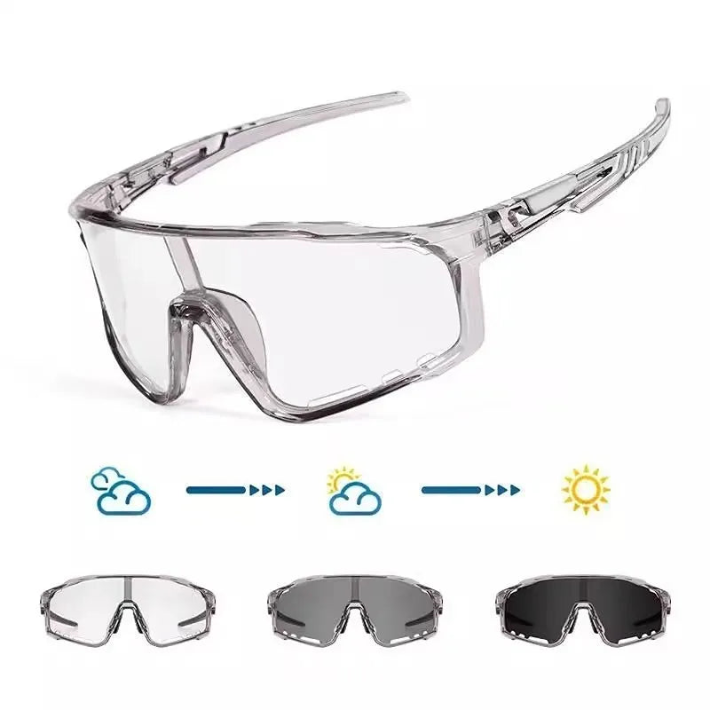 Unisex Photochromic Cycling Sunglasses - Windproof for Road Bike, Day and Night Outdoor Sports Use