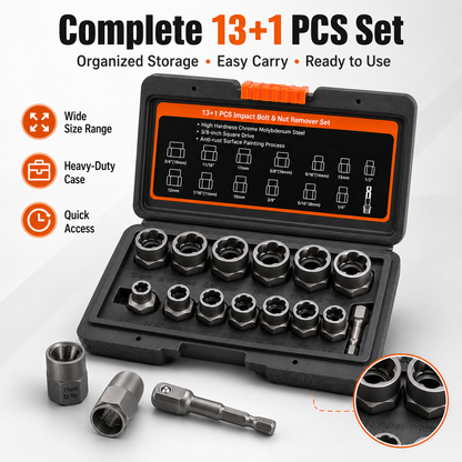 🔩13+1 PCS Impact Bolt & Nut Remover Set