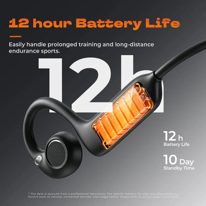 Bone conduction Bluetooth headphones featuring an 8-megapixel camera with EIS image stabilization, support for real-time translation in over 160 languages, dual touch and button controls, and IP54 water resistance.