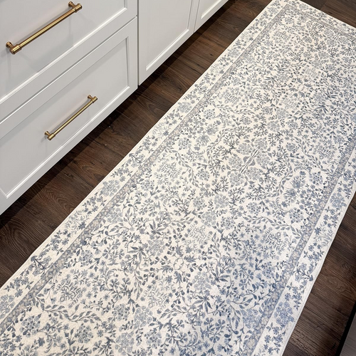 French Vintage Floral Washable Runner Rug