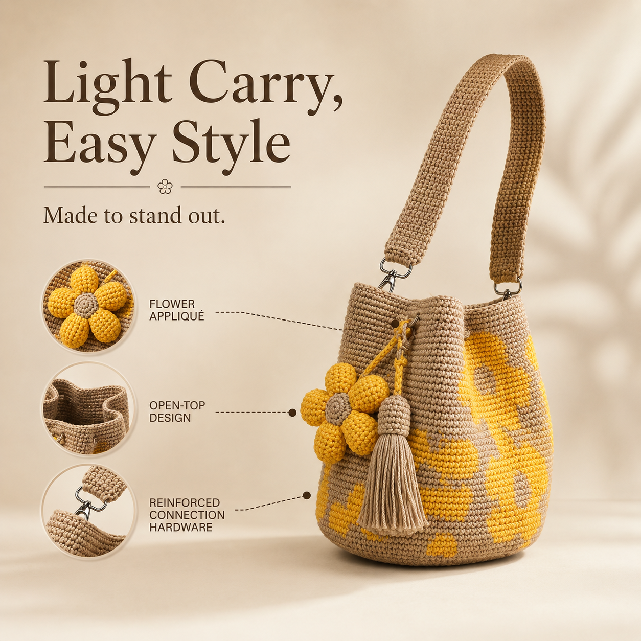 📢📢LAST DAY SALE 56% OFF👜Handmade Crochet Flower Tote 🌼✨