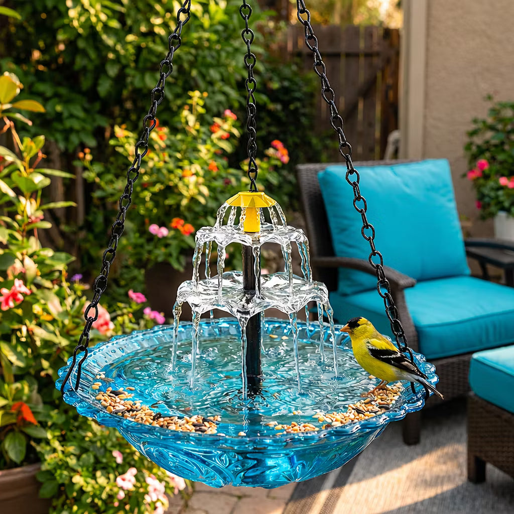 🔥 New Year 49% OFF 🐦 Solar Cascade Hanging Bird Bath Fountain🚨 Selling Fast!