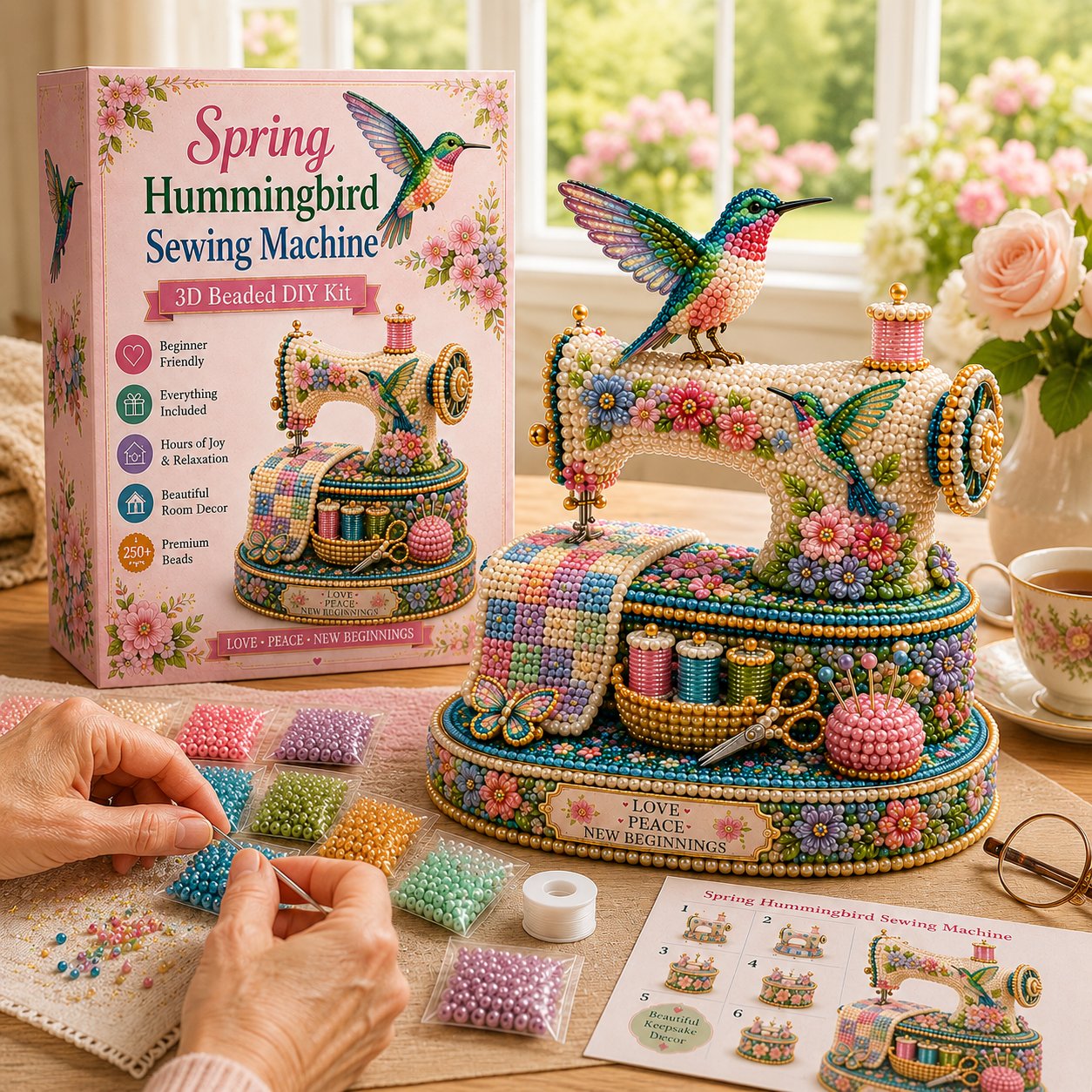 🔥LAST DAY 49% OFF - 💖🌸Spring Hummingbird Sewing Machine 💗 3D Spring Limited Keepsake Edition