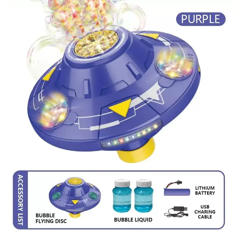 🔥HOT SALE 50% OFF – UFO Bubble Machine | 32-Hole Bubble Blast, Lights, Music & Auto-Roaming Fun