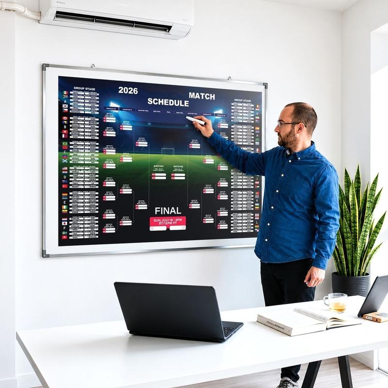 ⚽🏆Graphic World Soccer 2026 Schedule Wall Chart, Soccer Fixtures Chart, Soccer Cup 2026 Result Chart （3 Jumbo Posters ）