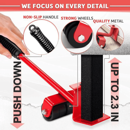 🏠600 Lbs Furniture Moving Dolly Lifter Kit with 360° Rotating Wheels for Heavy Furniture & Peel Stick Floors🪜
