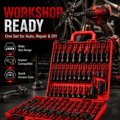 Magnetic Impact Nut Driver Set 55PCS – CR-V Steel Socket Tool Kit for Drill