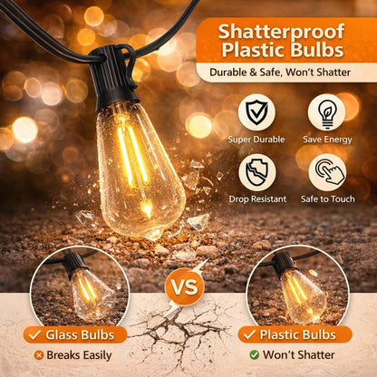 Solar String Lights, Light Sensor Activated (Day Charge/Night Auto On), Waterproof & Shatterproof, 8 Modes with Dusk to Dawn and Dimmable