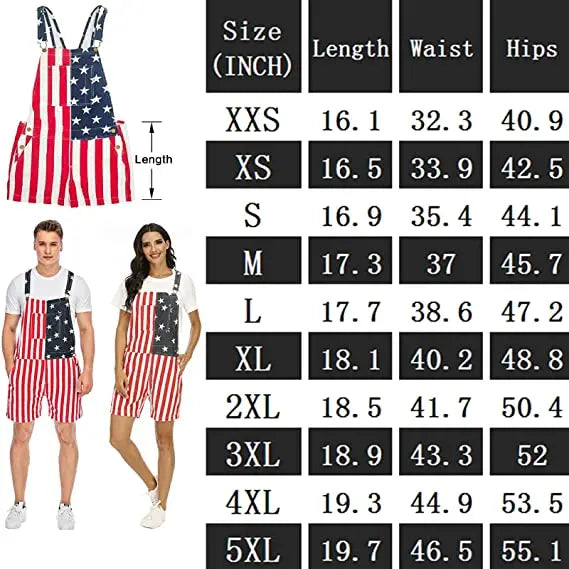 🔥Last Day Sale 49%🔥American Flag Unisex Overalls Shorts