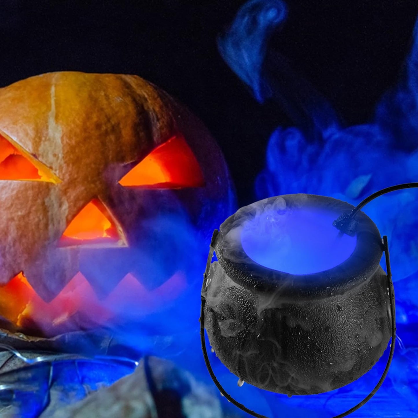 🧙‍♀️ Halloween Witch Cauldron Mist Maker | Bubbling Fog & Color-Changing LED Lights