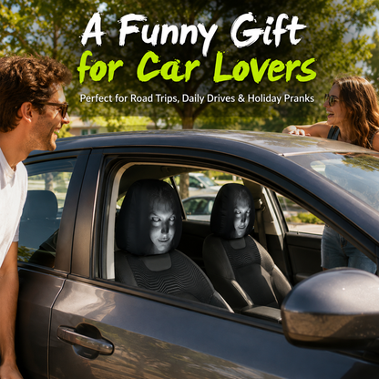 😈 Creepy Funny Car Headrest Covers – 2PCS Universal Fit 🚗