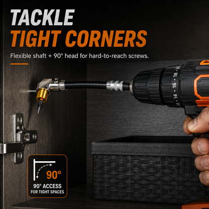 🔥 50% OFF TODAY⚙️ Flexible 90° Right Angle Drill Adapter Extension 31.5 cm 12.4 in