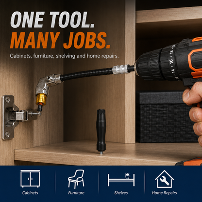 🔥 50% OFF TODAY⚙️ Flexible 90° Right Angle Drill Adapter Extension 31.5 cm 12.4 in