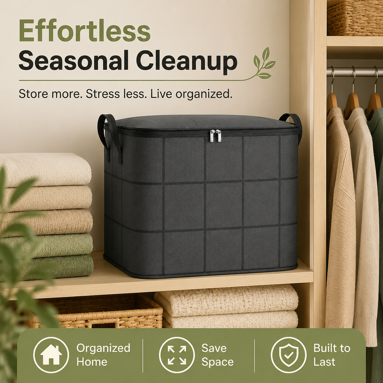 📦Large Foldable Clothes & Bedding Storage Bin