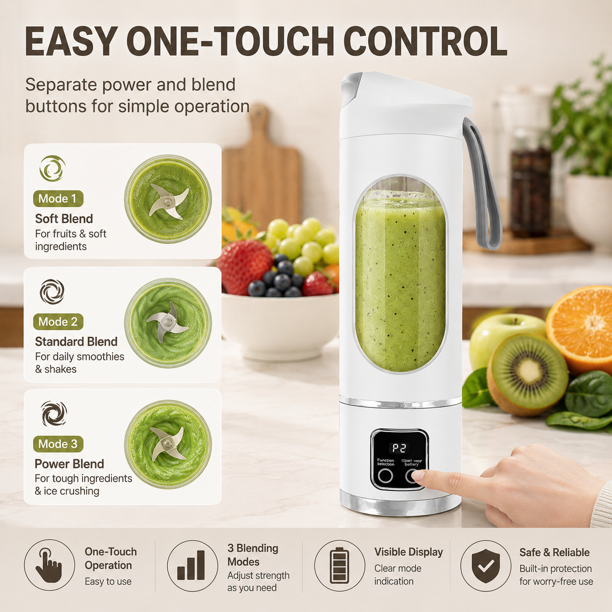 500ML USB Rechargeable Portable Smoothie Blender