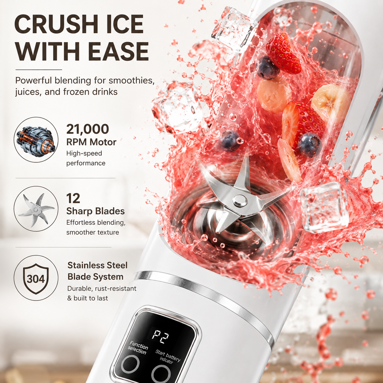 500ML USB Rechargeable Portable Smoothie Blender