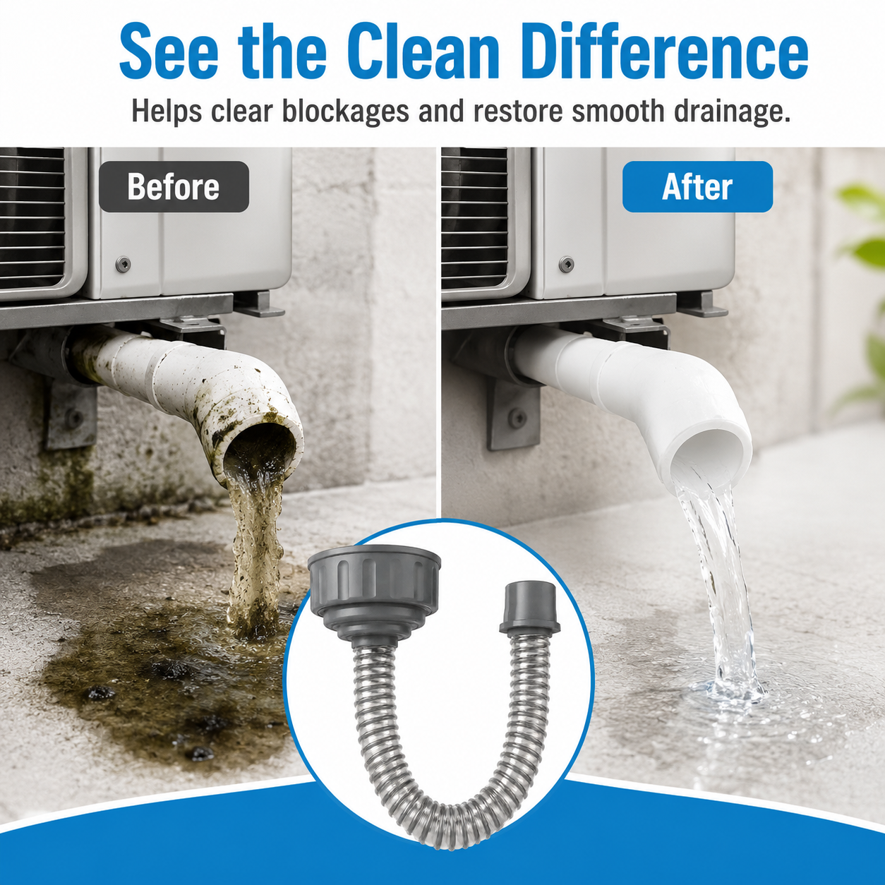 AC Drain Line Cleaner Wet Vacuum Hose Adapter