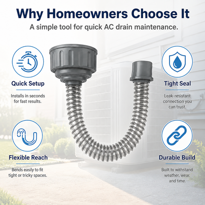 AC Drain Line Cleaner Wet Vacuum Hose Adapter