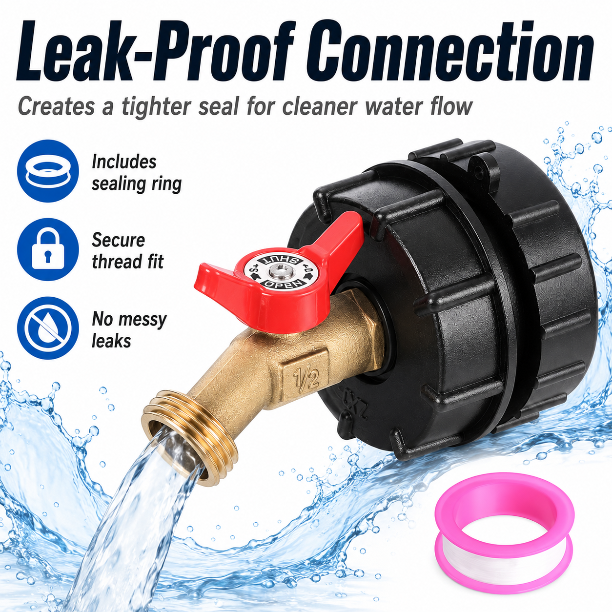 IBC Tote Adapter Kit With Brass Garden Hose Valve