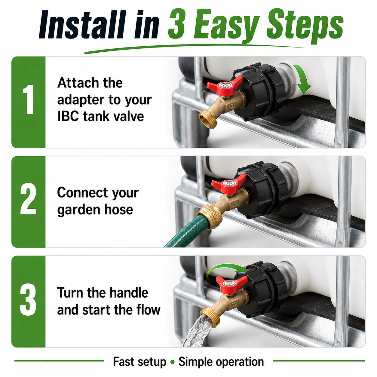 IBC Tote Adapter Kit With Brass Garden Hose Valve