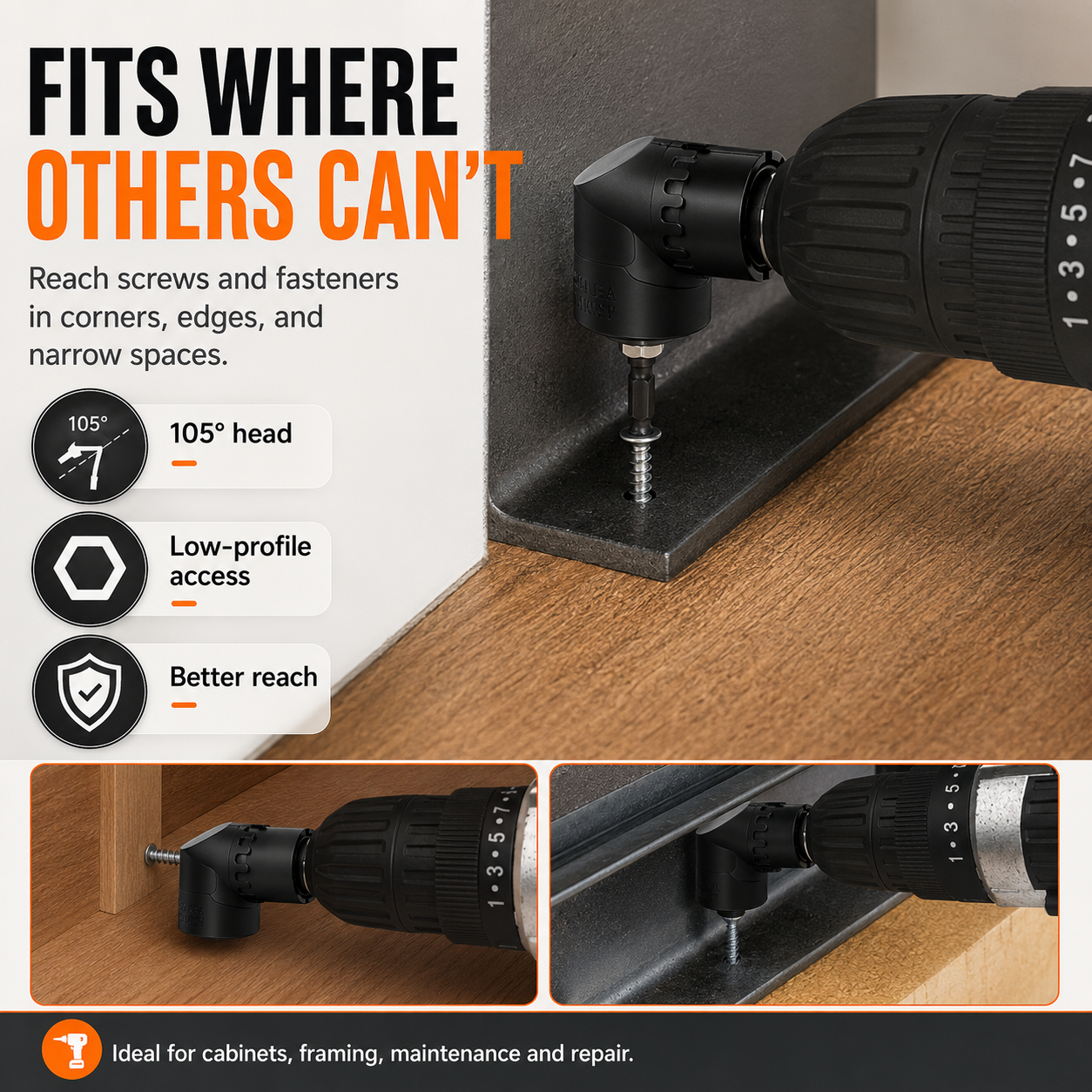 🔄 105° Right Angle Drill Adapter Set – Precision Access for Tight Spaces