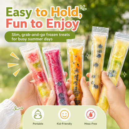 🍓DIY Ice Pop Freezer Bags-Disposable Ice Pop Bags for Homemade Freezer Pops