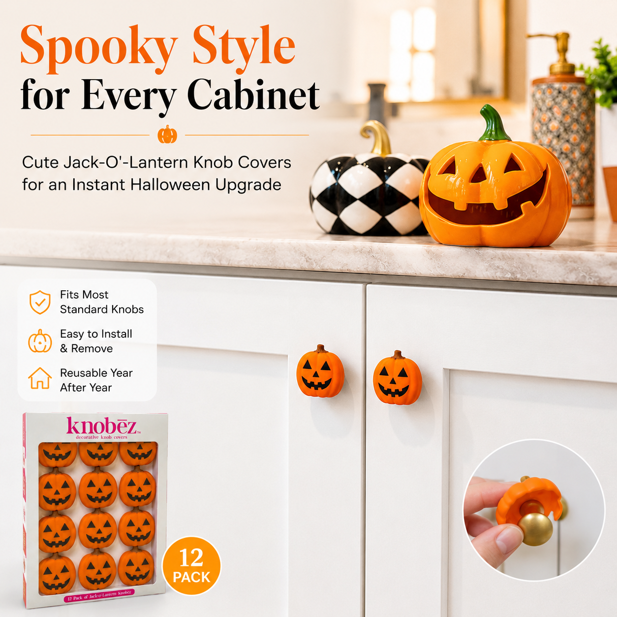 🎃Jack-O'-Lantern Pumpkin Cabinet Knob Covers&nbsp;