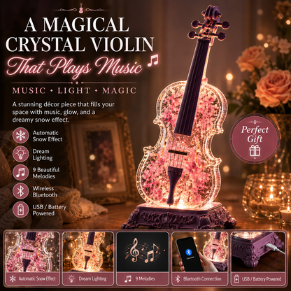 🎶Crystal Violin Music Box with Bluetooth & Snow Light