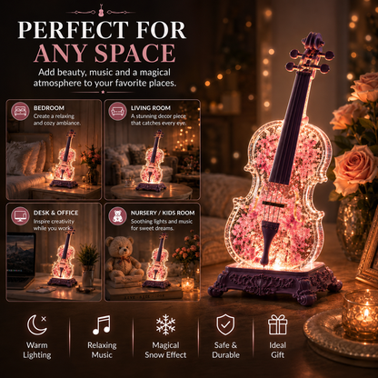 🎶Crystal Violin Music Box with Bluetooth & Snow Light