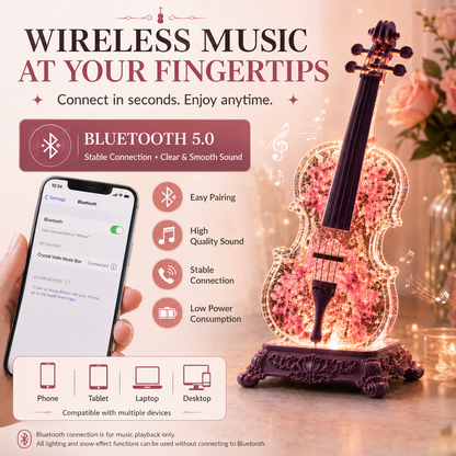 🎶Crystal Violin Music Box with Bluetooth & Snow Light