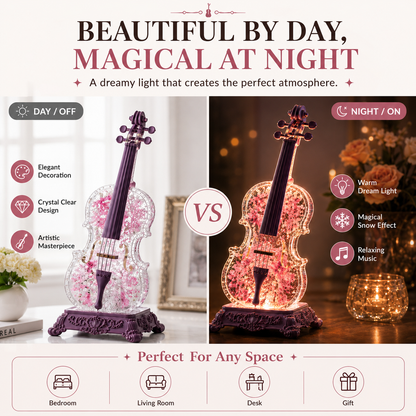 🎶Crystal Violin Music Box with Bluetooth & Snow Light