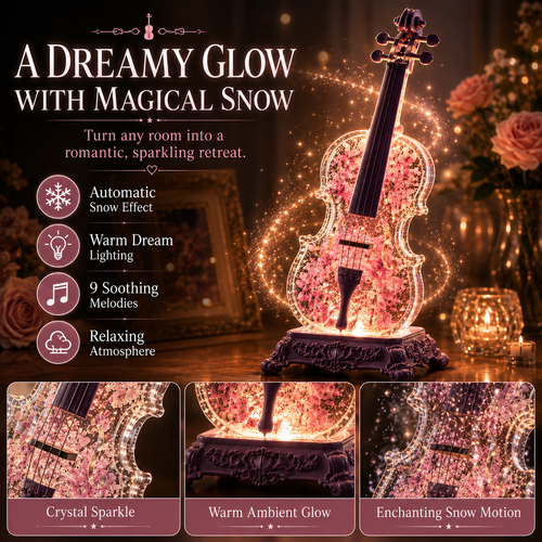 🎶Crystal Violin Music Box with Bluetooth & Snow Light