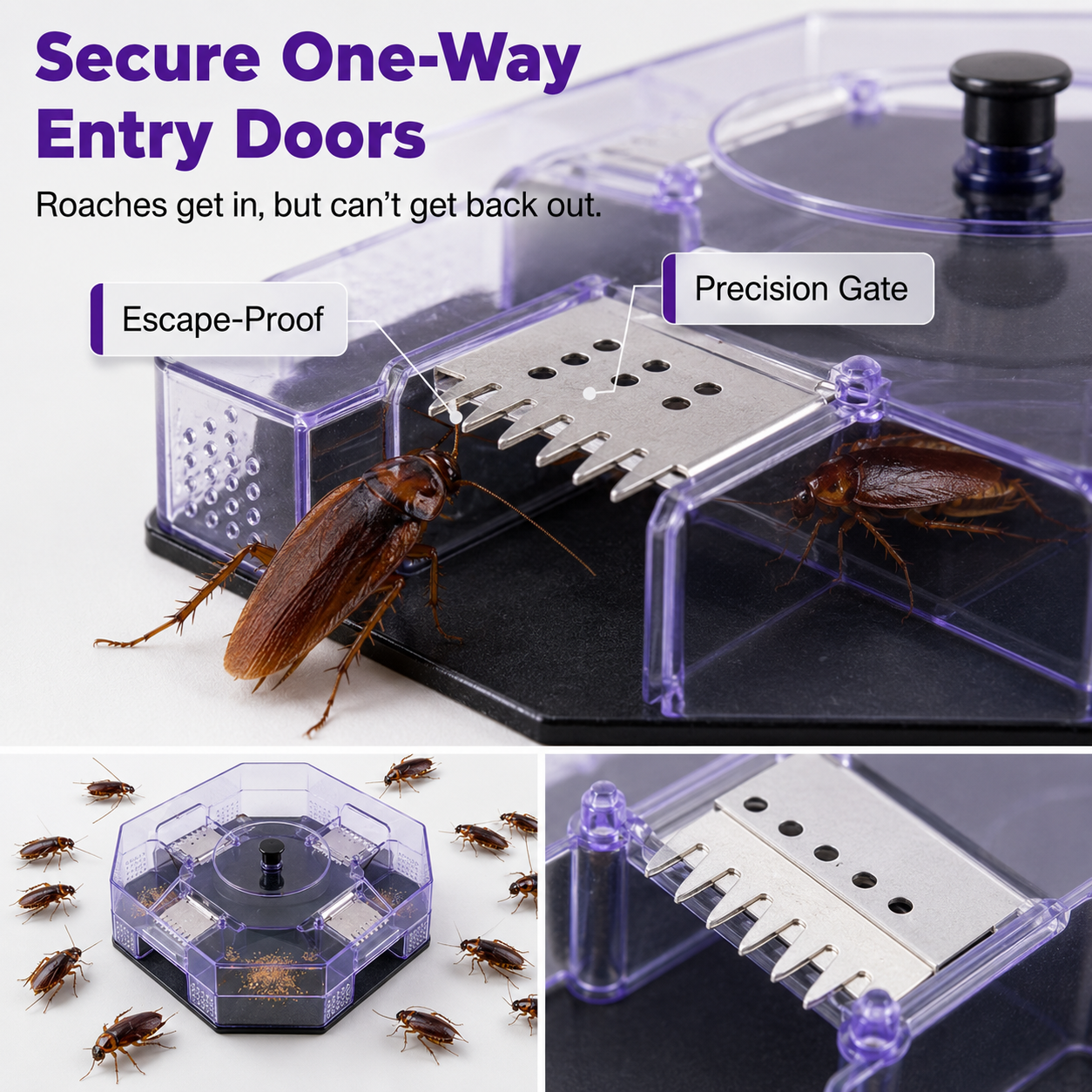 🏠Reusable Roach Trap with One-Way Entry Doors
