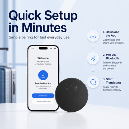 AI Language Translator Device – Real-Time Two-Way Voice Translator with Multi-Language Support