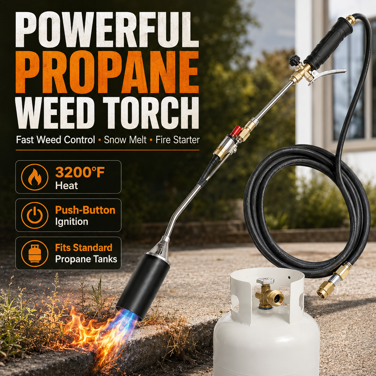 3200°F Propane Weed Burner Torch Kit