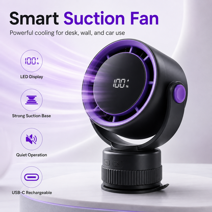 Vacuum Suction Portable Clip Cooling Fan for Car &amp; Bedroom