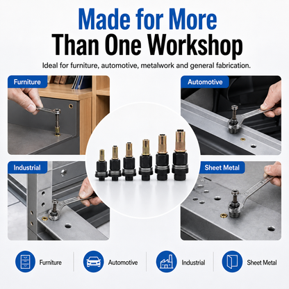 77PCS M3–M12 Rivet Nut Mandrel Tool Kit | Metric Threaded Insert Set