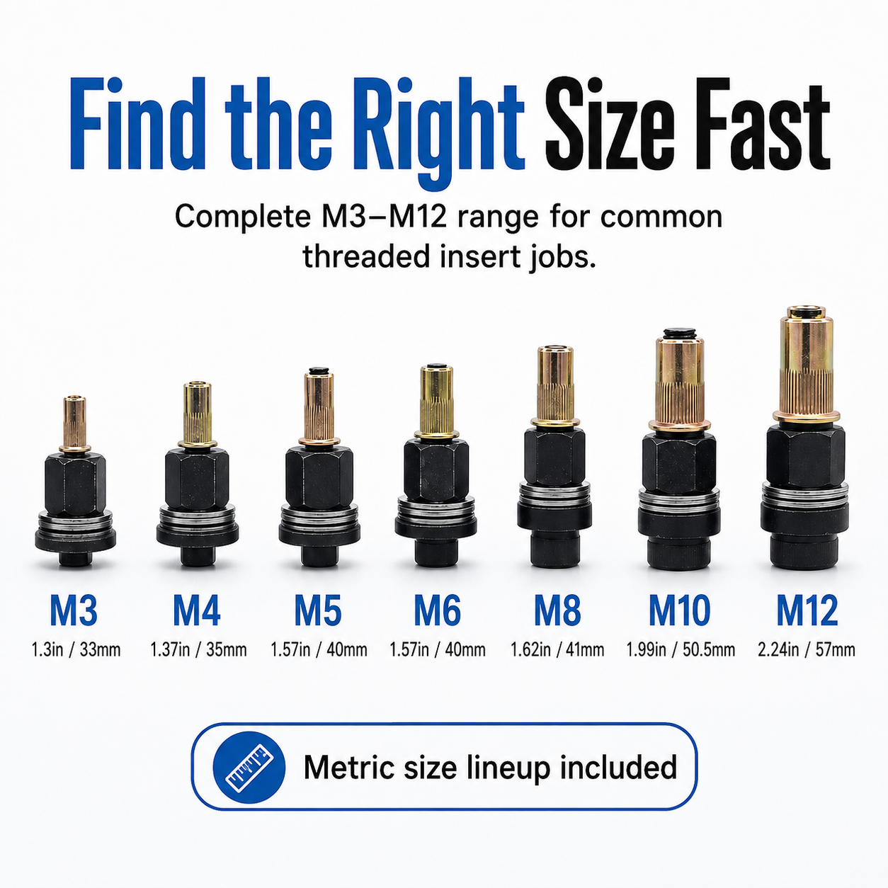 77PCS M3–M12 Rivet Nut Mandrel Tool Kit | Metric Threaded Insert Set