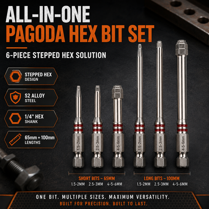 6Pcs Pagoda Stepped Hex Screwdriver Bit Set