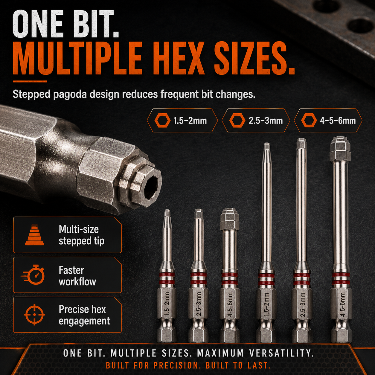 6Pcs Pagoda Stepped Hex Screwdriver Bit Set