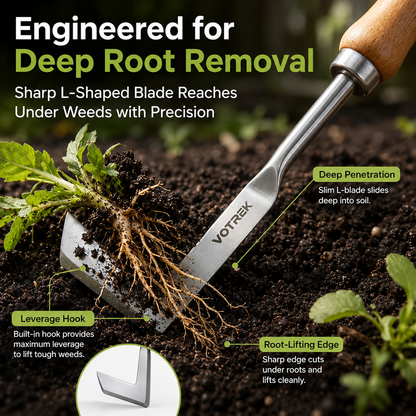 VOTREK L-Shaped Stainless Steel Weeding Tool