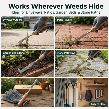 VOTREK L-Shaped Stainless Steel Weeding Tool