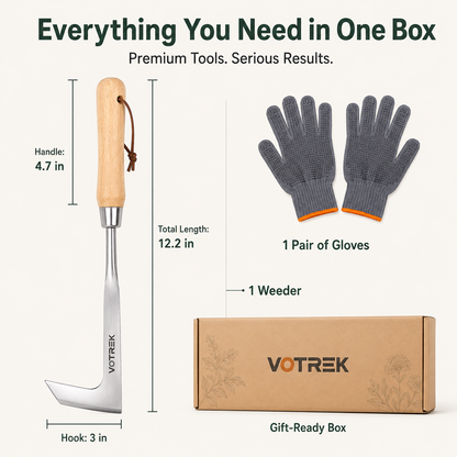 VOTREK L-Shaped Stainless Steel Weeding Tool
