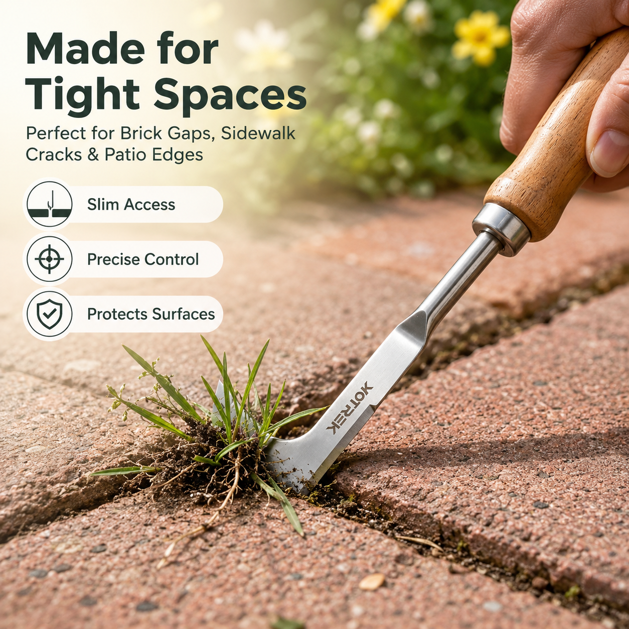 VOTREK L-Shaped Stainless Steel Weeding Tool