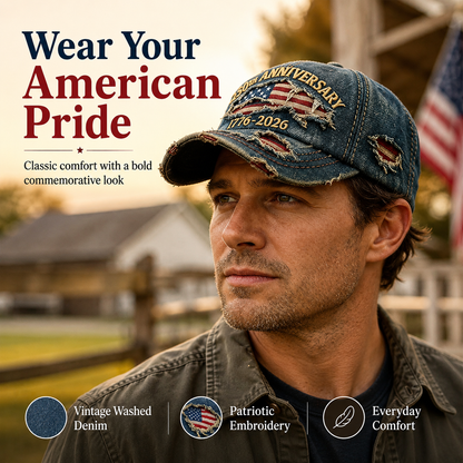 🇺🇸 250th Anniversary Vintage Denim Patriotic Cap