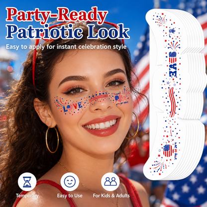 Patriotic Face Temporary Tattoos