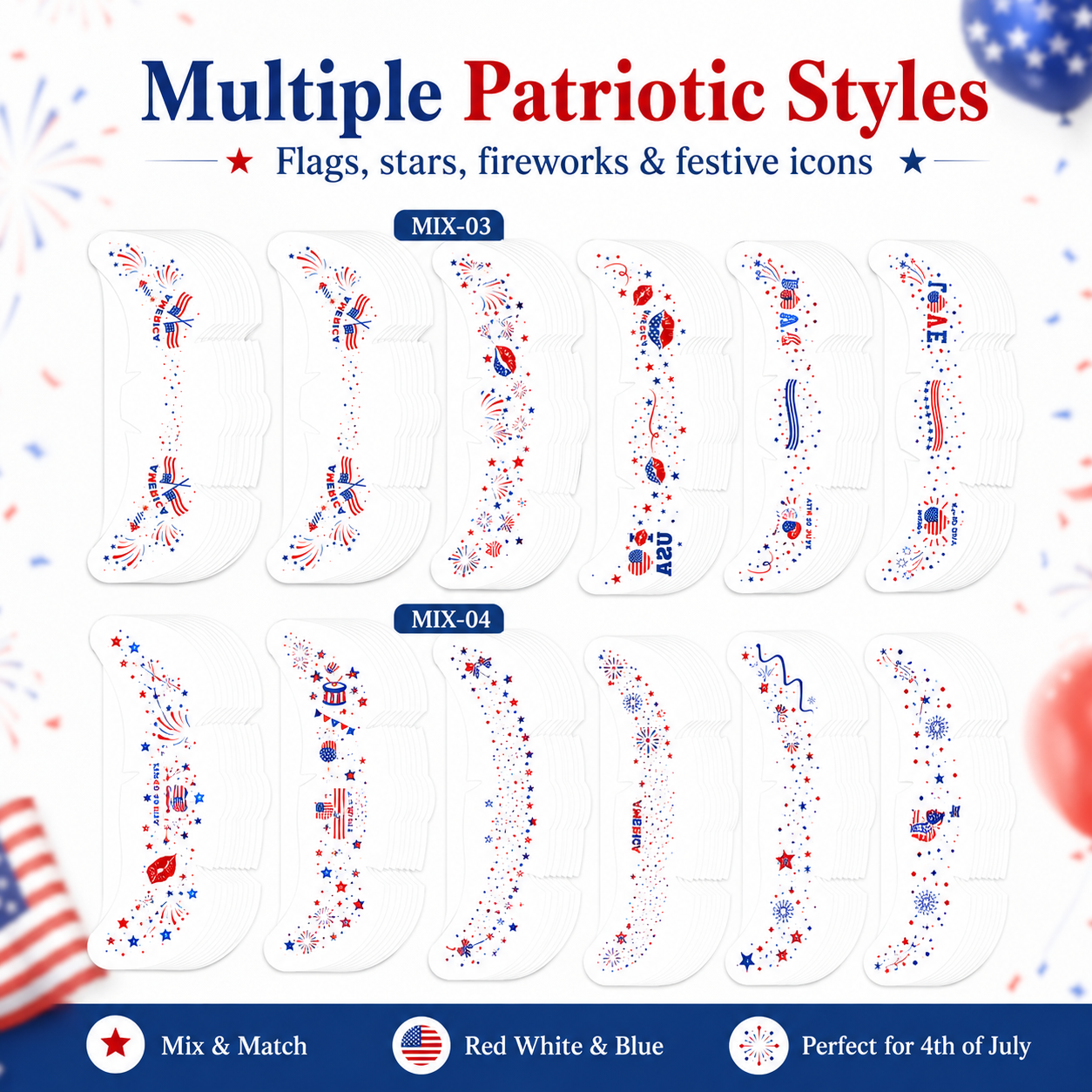 Patriotic Face Temporary Tattoos