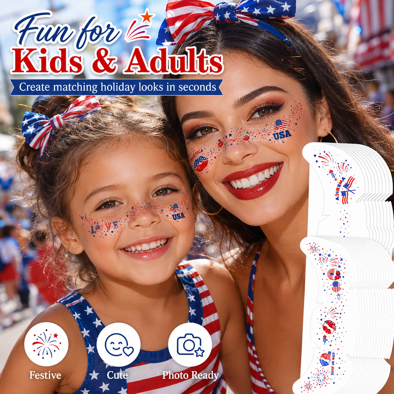 Patriotic Face Temporary Tattoos