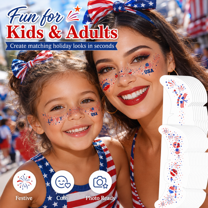 Patriotic Face Temporary Tattoos
